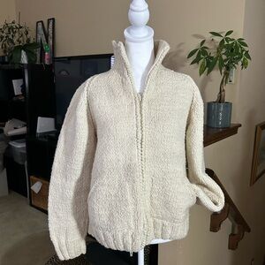 Cozy Cream Zip-Up Knit Cardigan Sweater